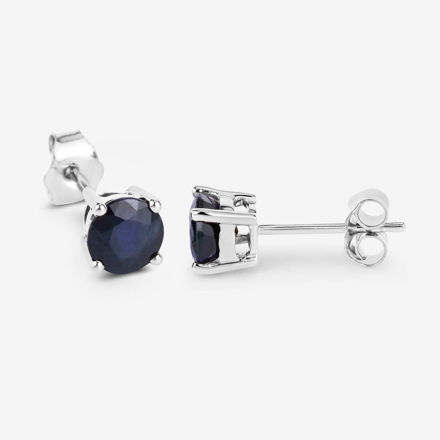 Boucles d'oreilles saphir bleu 1.69 carats or blanc 10K Excellent état - En vente à Punta Gorda, FL