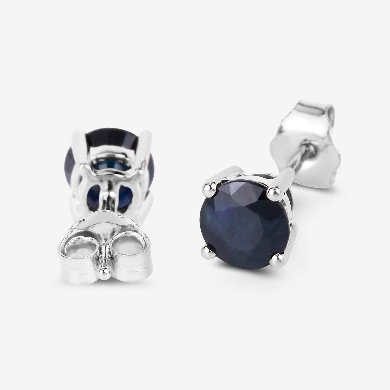 Boucles d'oreilles saphir bleu 1.69 carats or blanc 10K Unisexe en vente