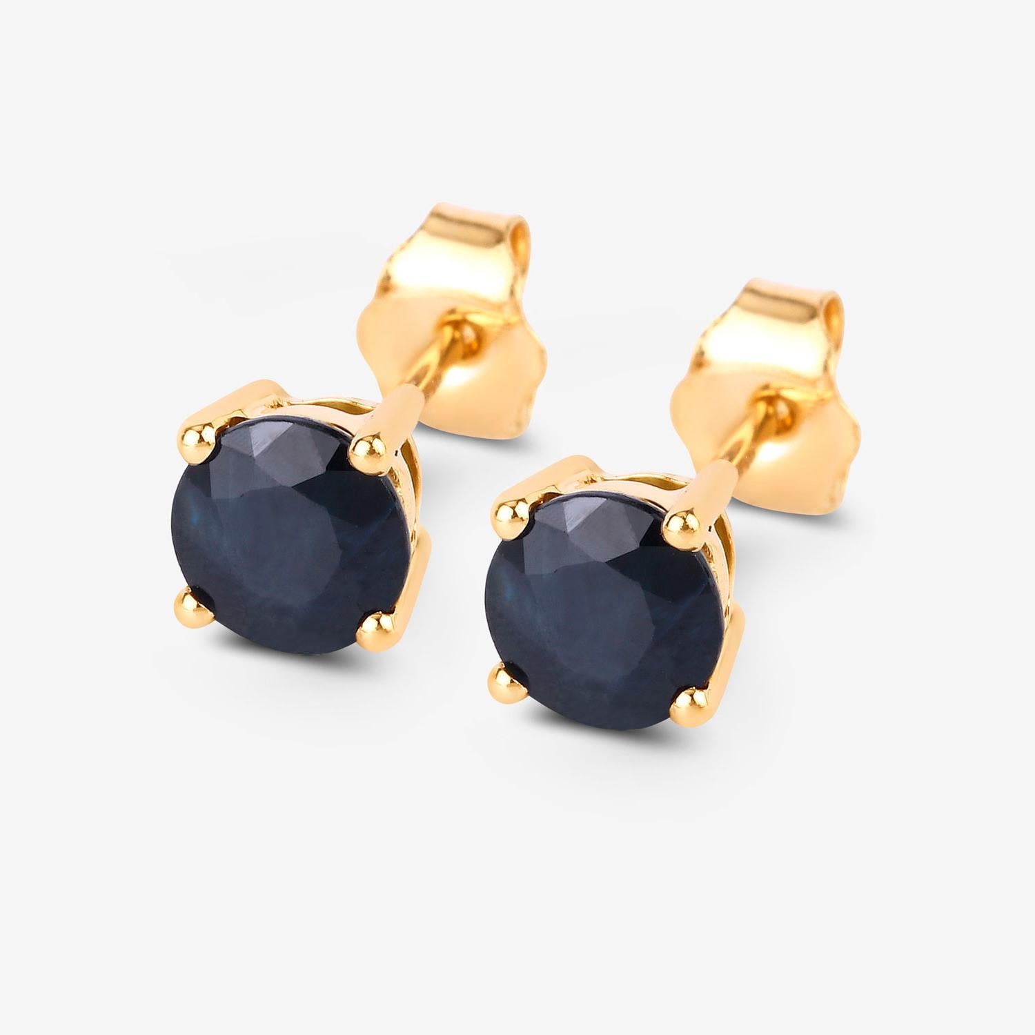 Contemporain Boucles d'oreilles saphir bleu 1.69 carats or jaune 10K en vente