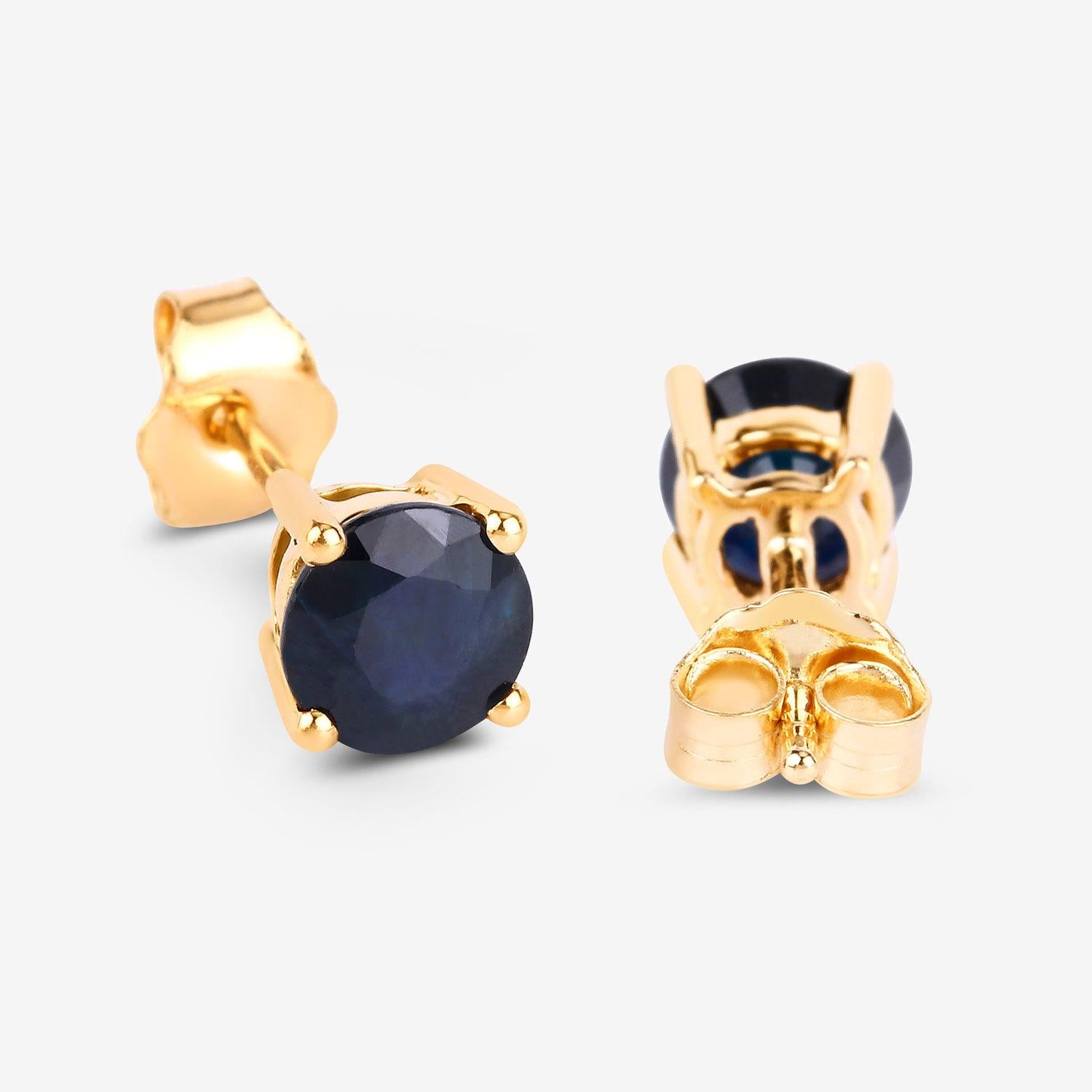Boucles d'oreilles saphir bleu 1.69 carats or jaune 10K Unisexe en vente