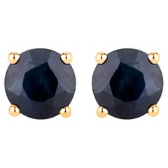 Blauer Saphir Ohrstecker 1,69 Karat 10K Gelbgold