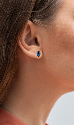 Blauer Saphir Ohrstecker 1,88 Karat 10K Gelbgold