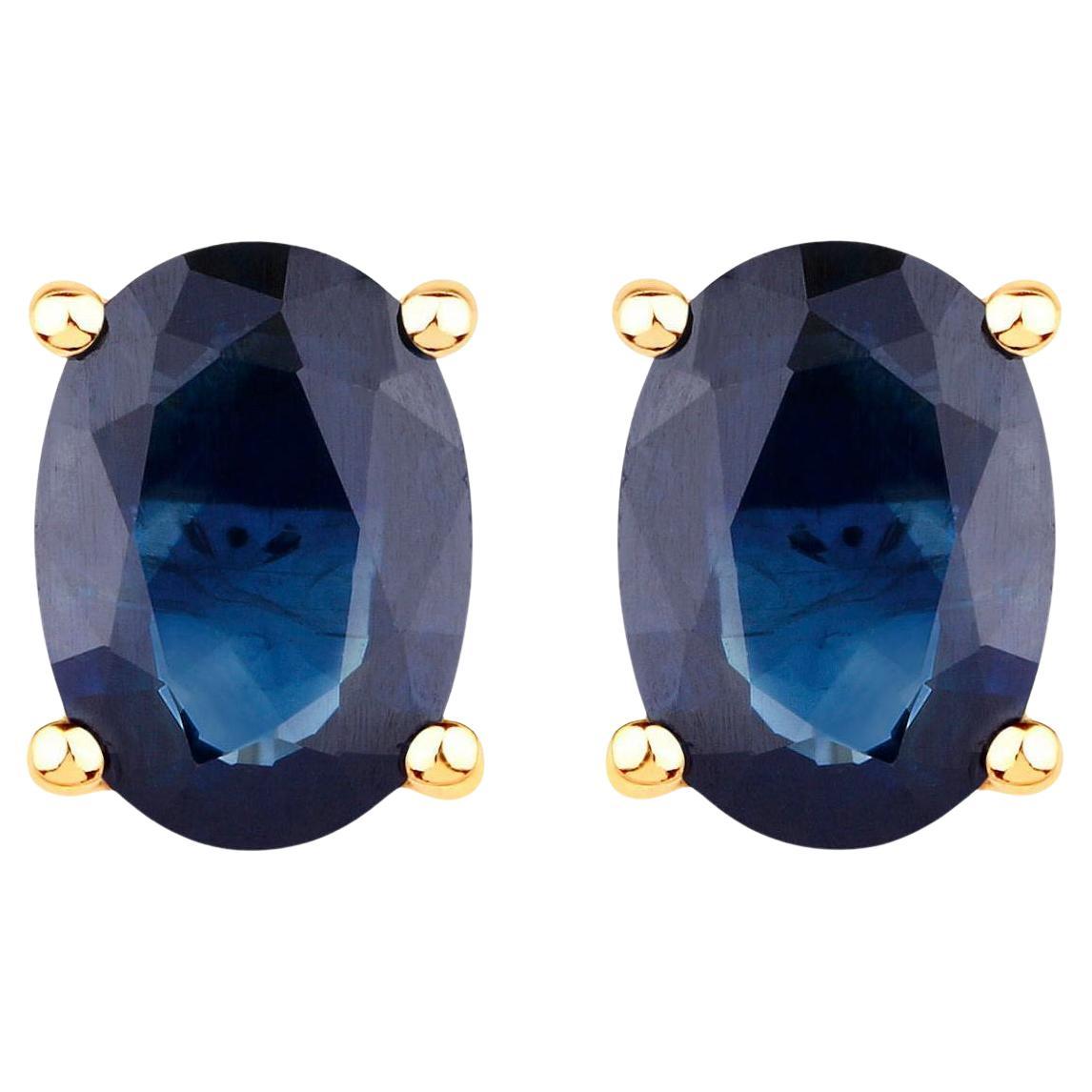 Boucles d'oreilles saphir bleu 1.88 carats or jaune 10K