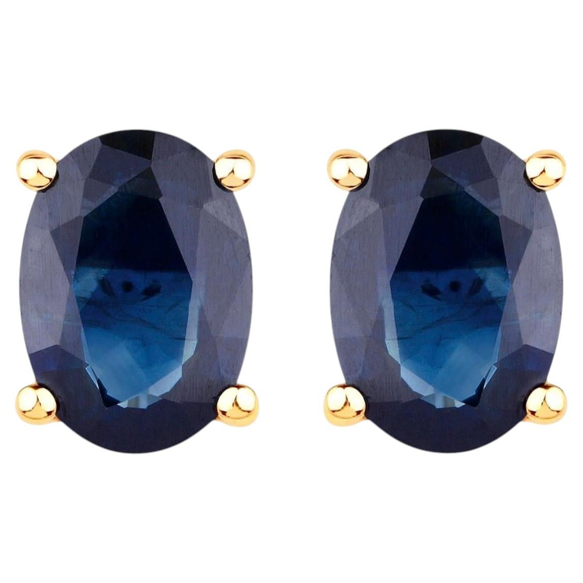 Boucles d'oreilles saphir bleu 1.88 carats or jaune 10K