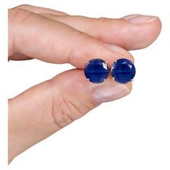 Boucles d'oreilles saphir bleu 7 carats or jaune 14K