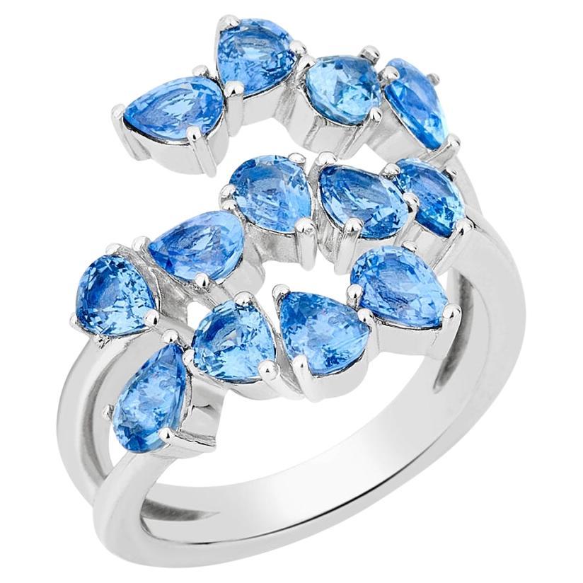 Blauer Saphir Teardrop Ring im Angebot