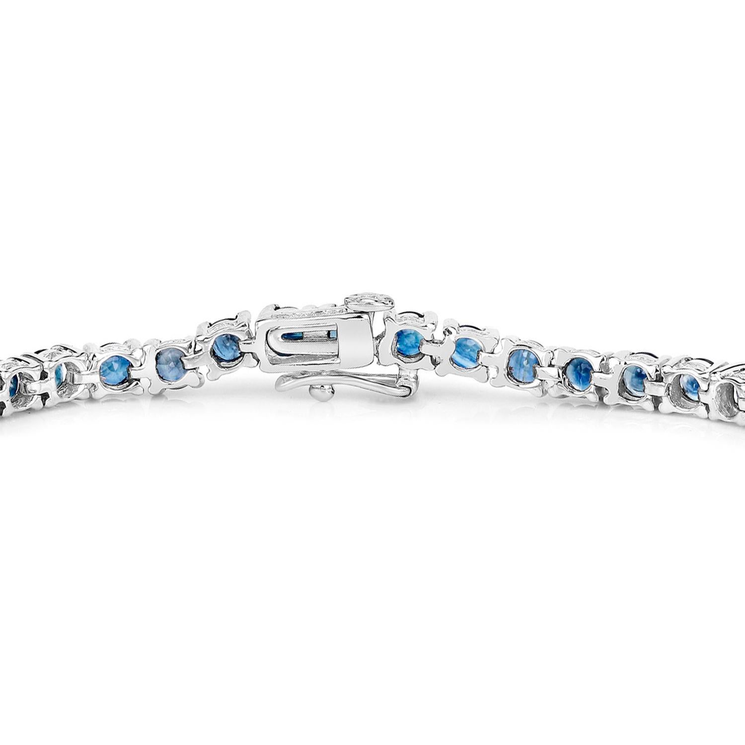 Blauer Saphir Tennisarmband 12 Karat Sterling Silber im Zustand „Hervorragend“ im Angebot in Aliso Viejo, CA