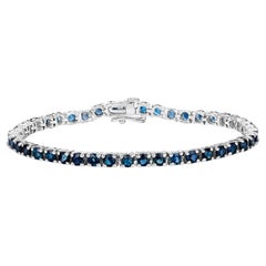 Bracelet de tennis en saphir bleu 12 carats en argent sterling