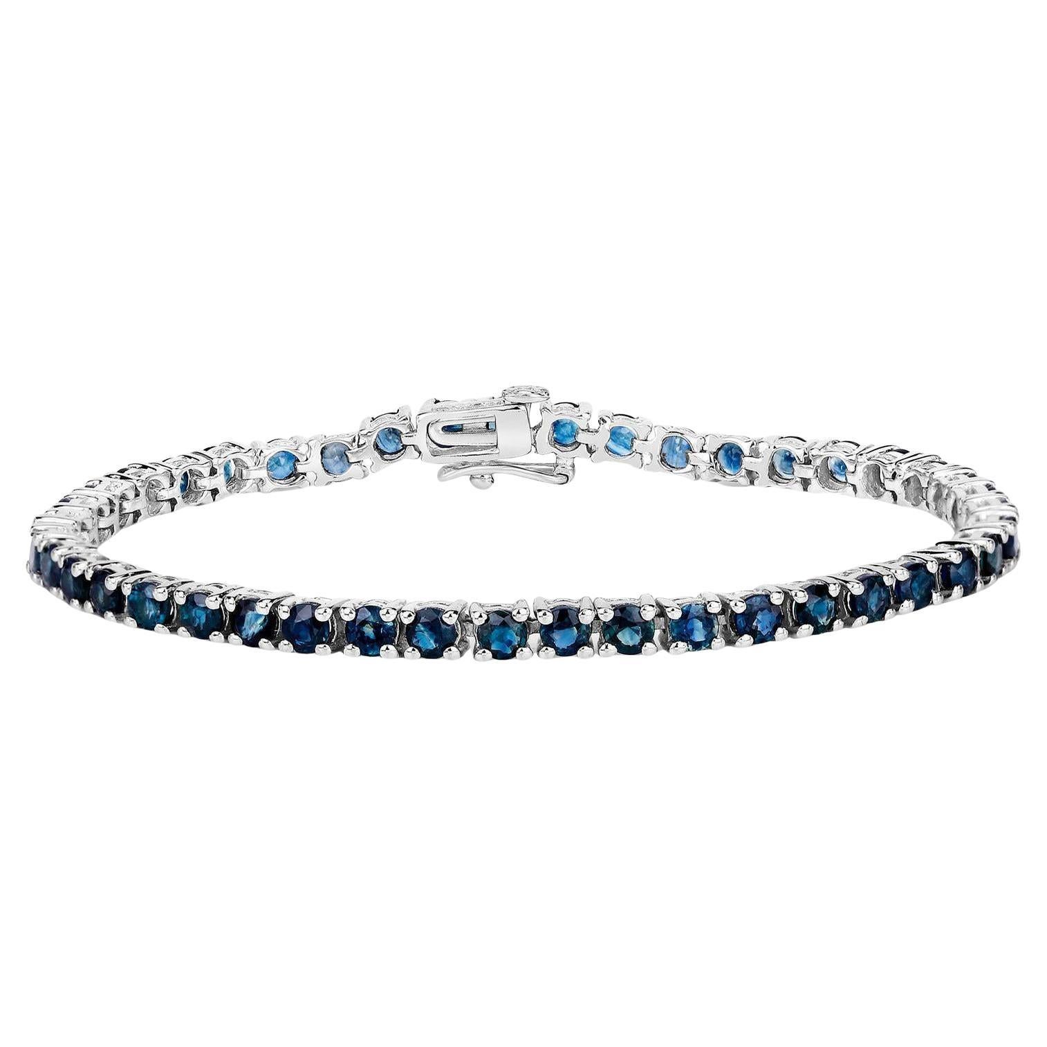 Pulsera de zafiro azul 12 quilates Plata de Ley