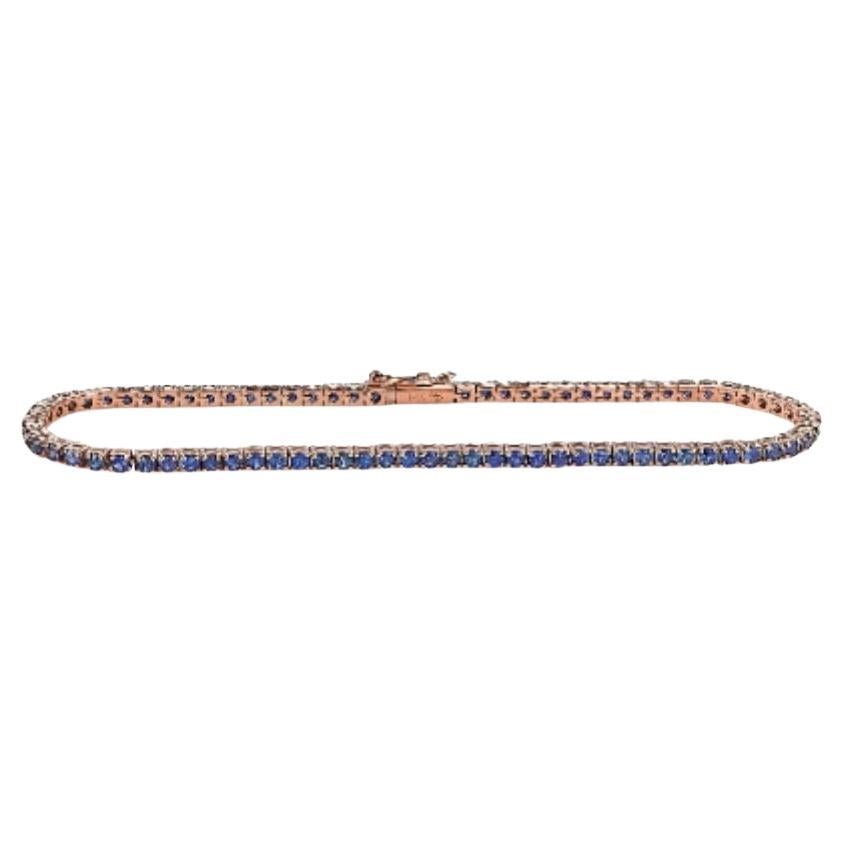 Blue Sapphire Tennis Bracelet, 14K Rose Gold