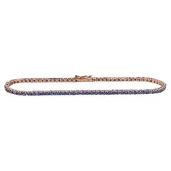 Blue Sapphire Tennis Bracelet, 14K Rose Gold