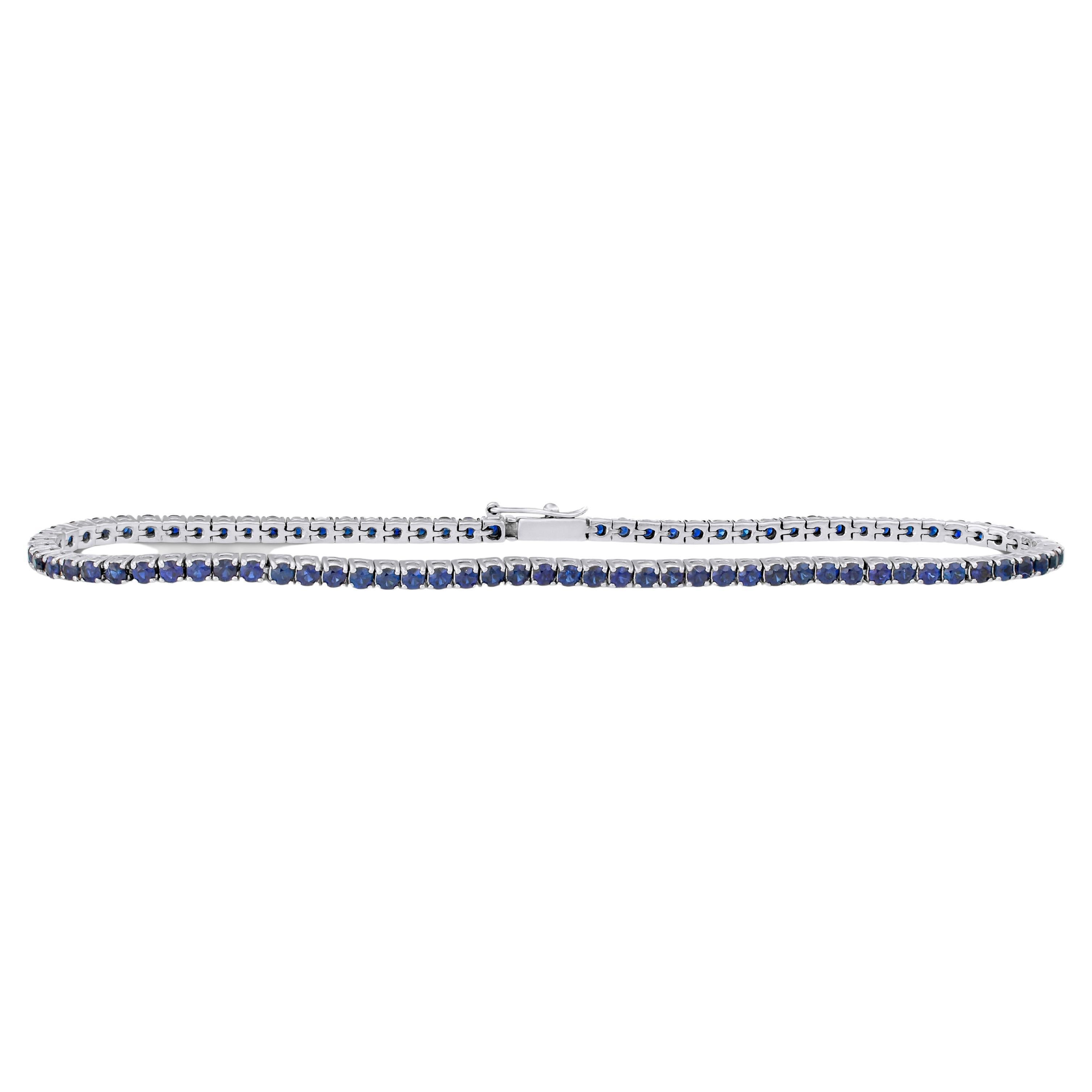 Blue Sapphire Tennis Bracelet, 14K White Gold