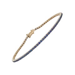 Blauer blauer Saphir Tennisarmband - 14K Gelbgold - 6,5"""
