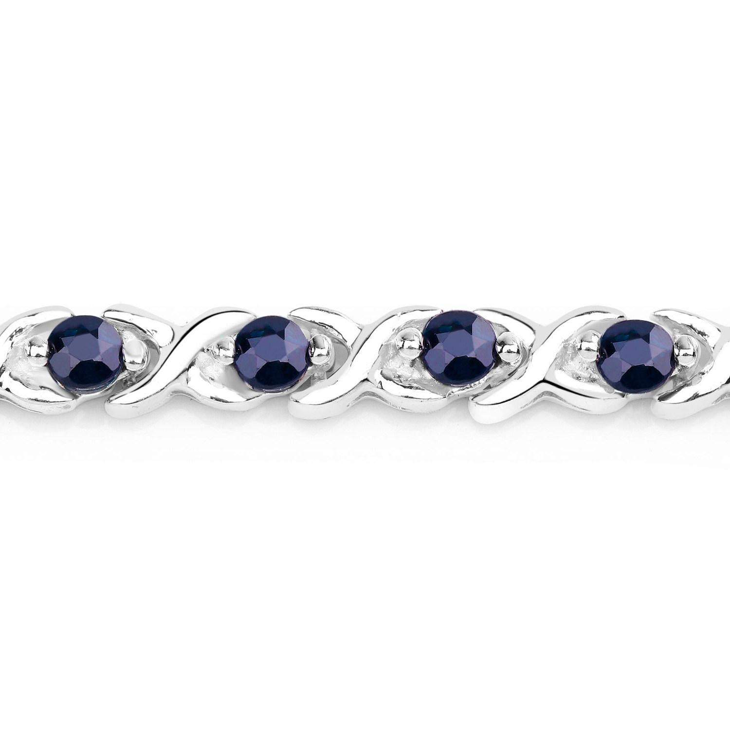 Taglio misto Bracciale tennis con zaffiro blu 2.2 carati in argento sterling in vendita