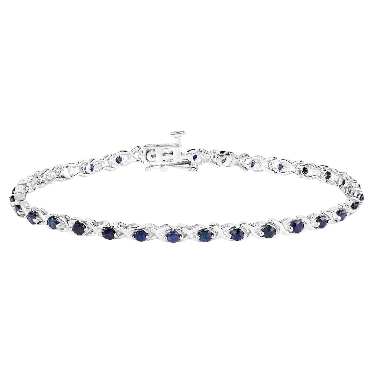 Bracciale tennis con zaffiro blu 2.2 carati in argento sterling
