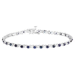 Bracciale tennis con zaffiro blu 2.2 carati in argento sterling