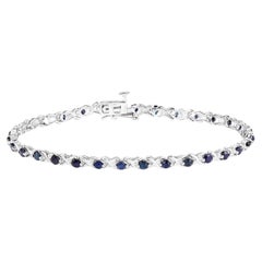 Bracelet de tennis en saphir bleu 2.2 carats en argent sterling