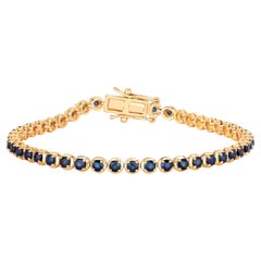 Zafiro Azul Pulsera de Tenis 3.1 Quilates Oro Amarillo 14K