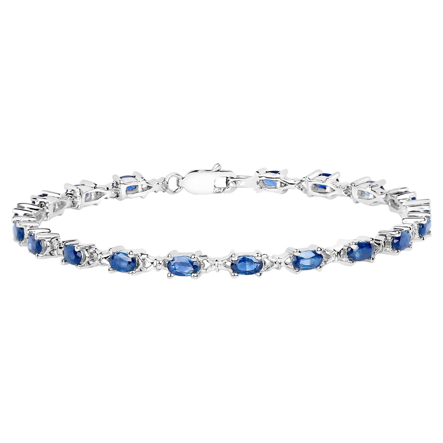 Pulsera de zafiro azul 4.15 quilates Plata de Ley en venta