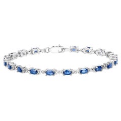 Bracelet de tennis en saphir bleu 4.15 carats en argent sterling