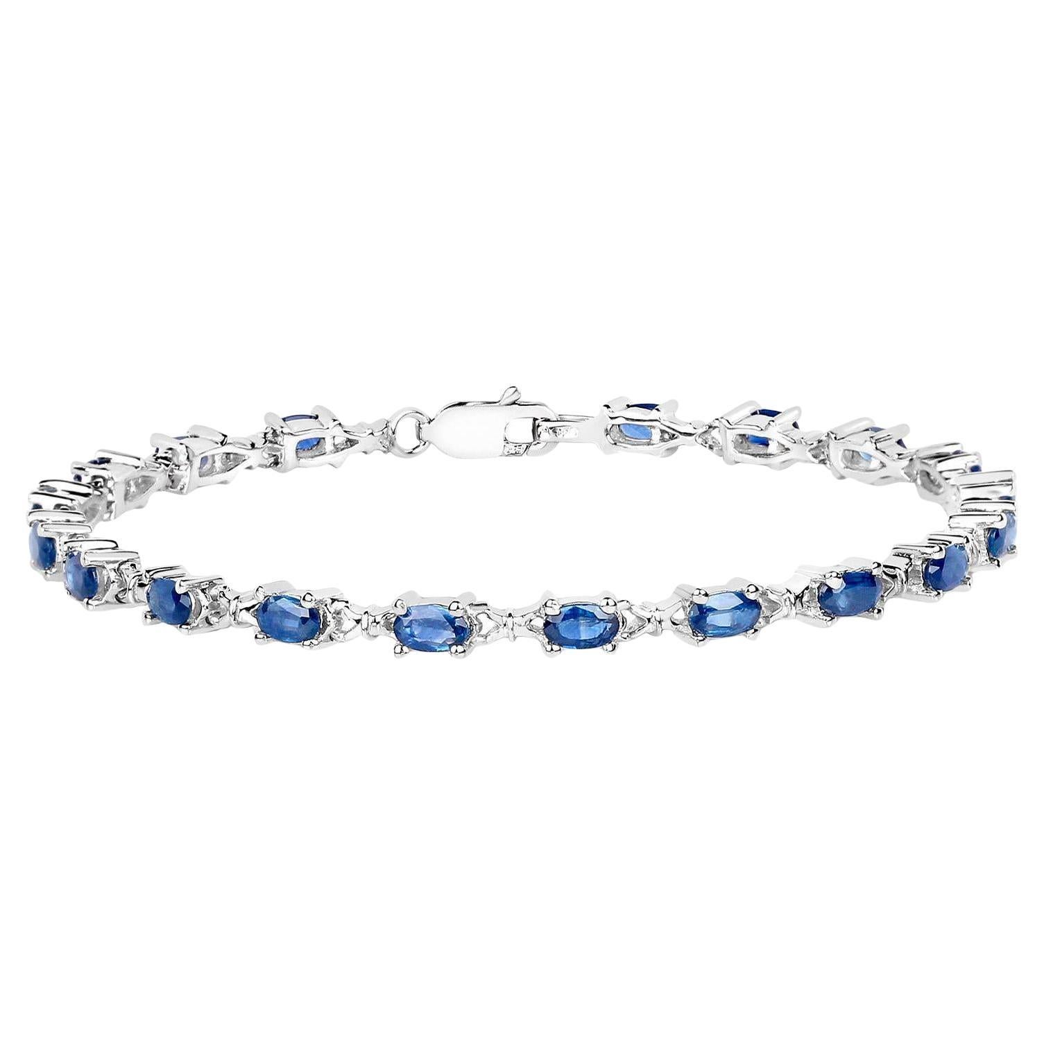 Bracciale tennis con zaffiro blu 4.15 carati in argento sterling