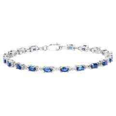 Bracciale tennis con zaffiro blu 4.15 carati in argento sterling