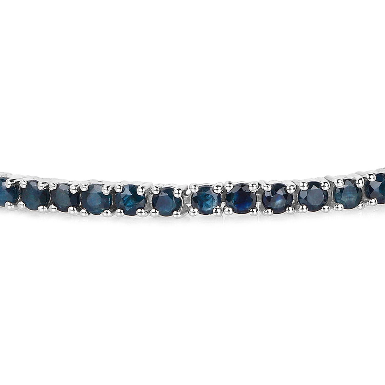 Pulsera de zafiro azul 7,1 quilates Plata chapada en oro blanco de 18 quilates Contemporáneo en venta