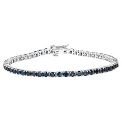 Bracelet de tennis en saphir bleu 7,1 carats plaqué or blanc 18K Silver