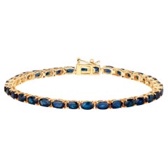 Blauer Saphir Tennisarmband 7,45 Karat 14K Gelbgold