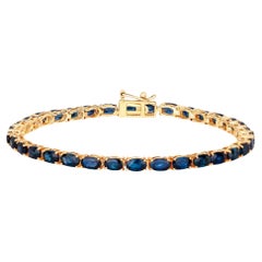 Blue Sapphire Tennis Bracelet 7.50 Carats 14K Yellow Gold