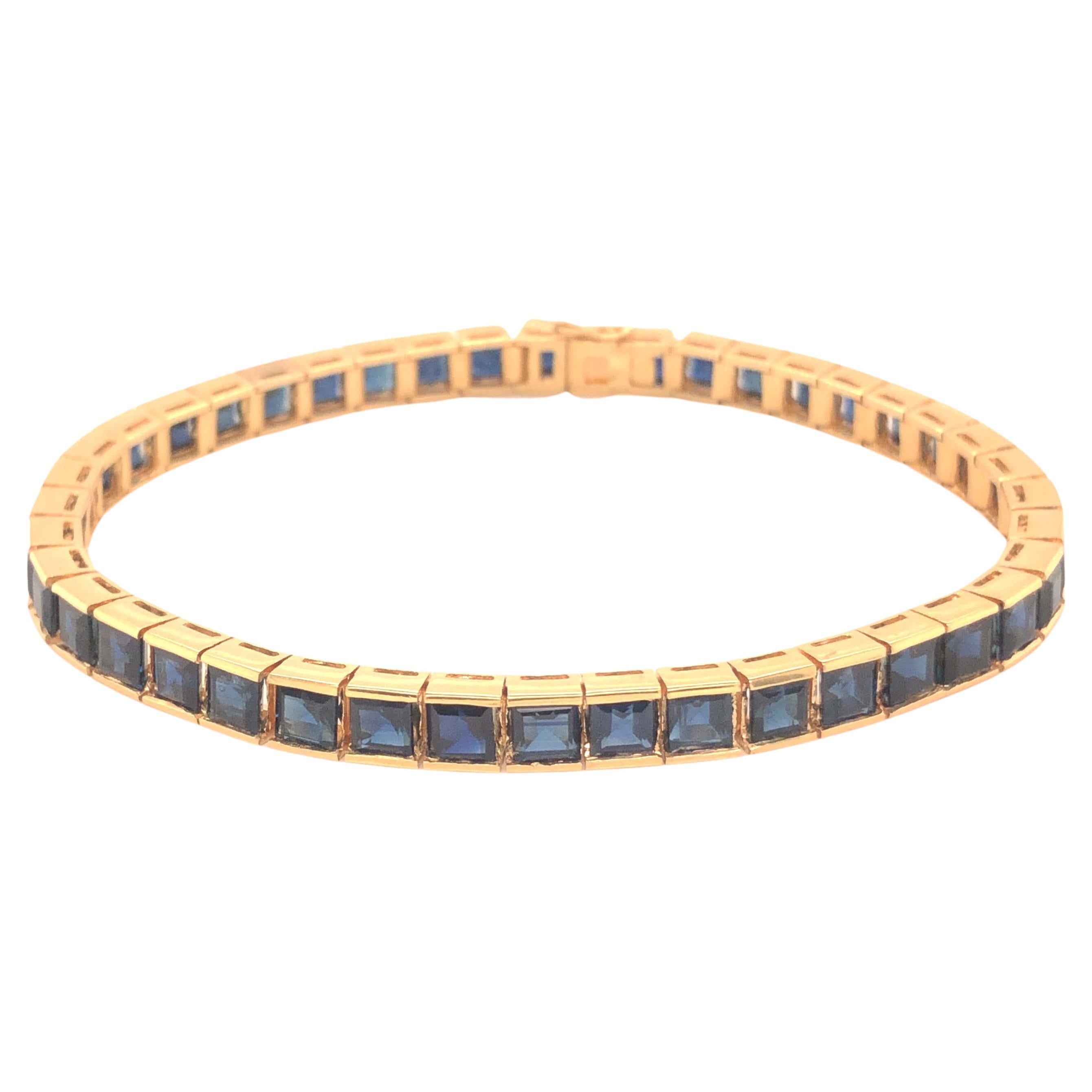 Blue Sapphire Tennis Bracelet in 14k Yellow Gold