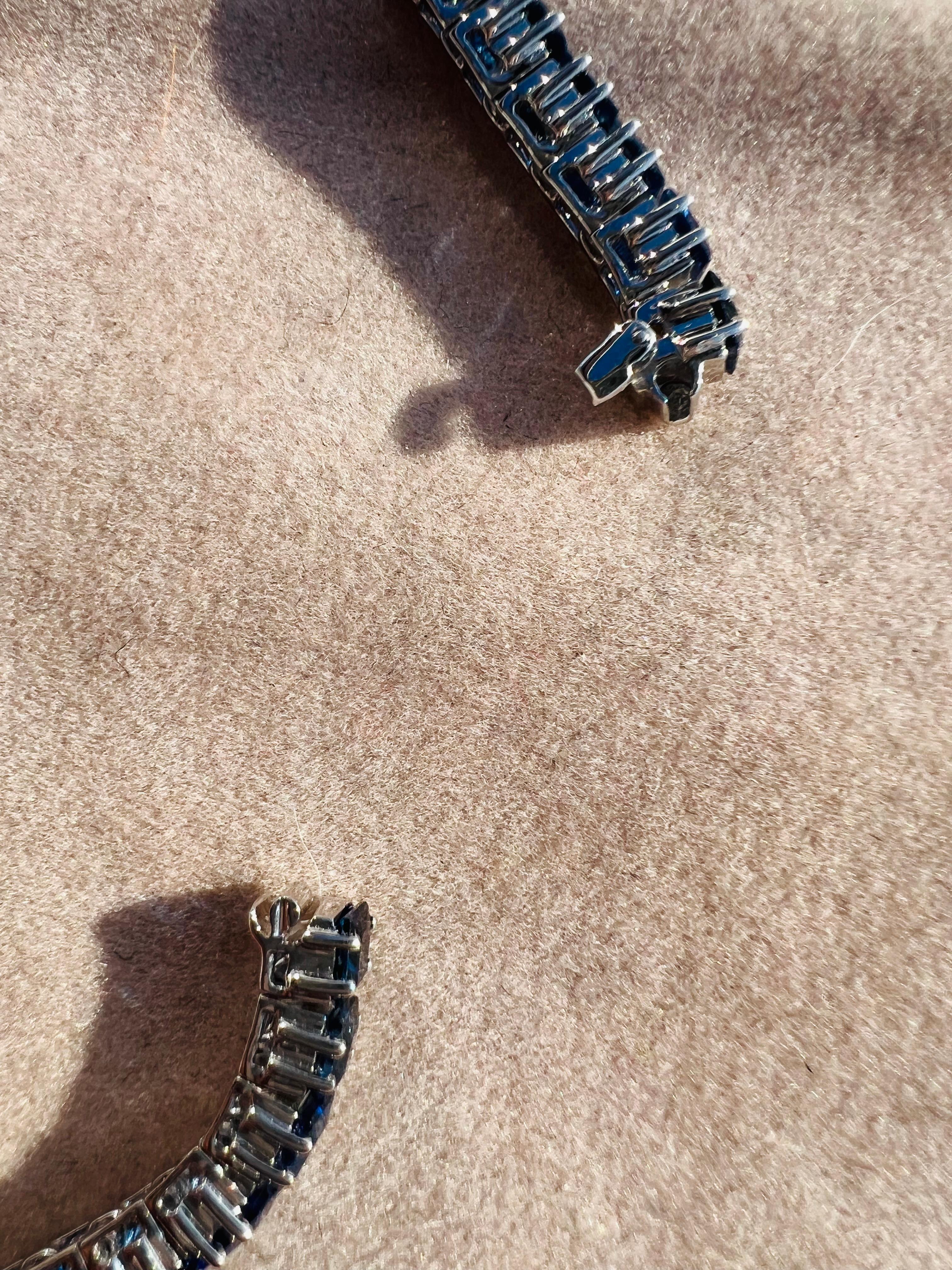 Blue Sapphire Tennis Bracelet in 18k White Gold 4