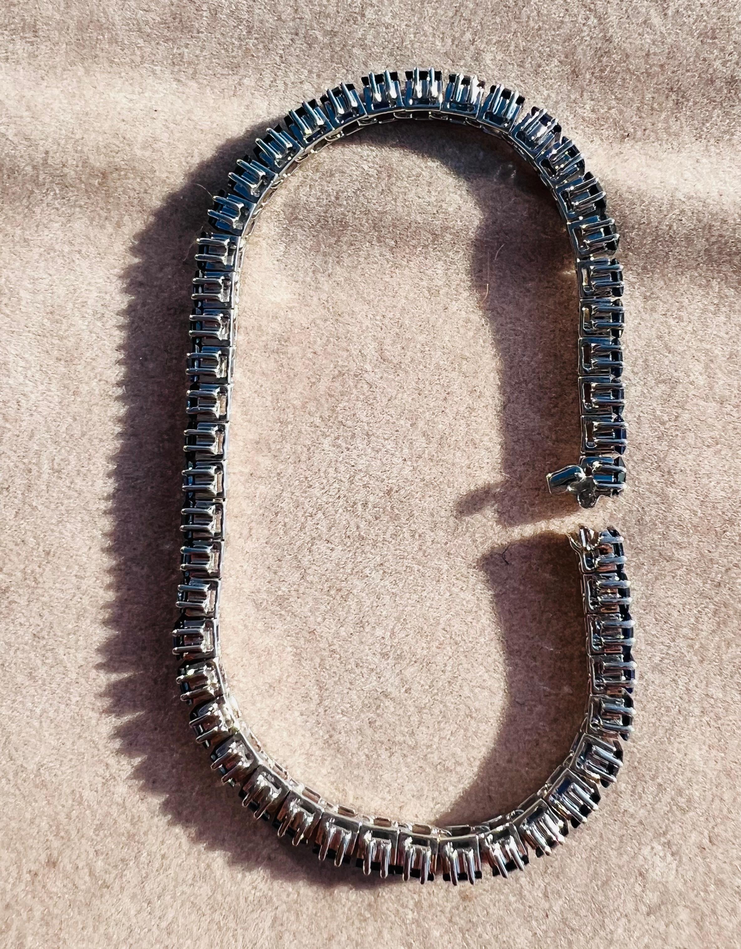 Blue Sapphire Tennis Bracelet in 18k White Gold 5