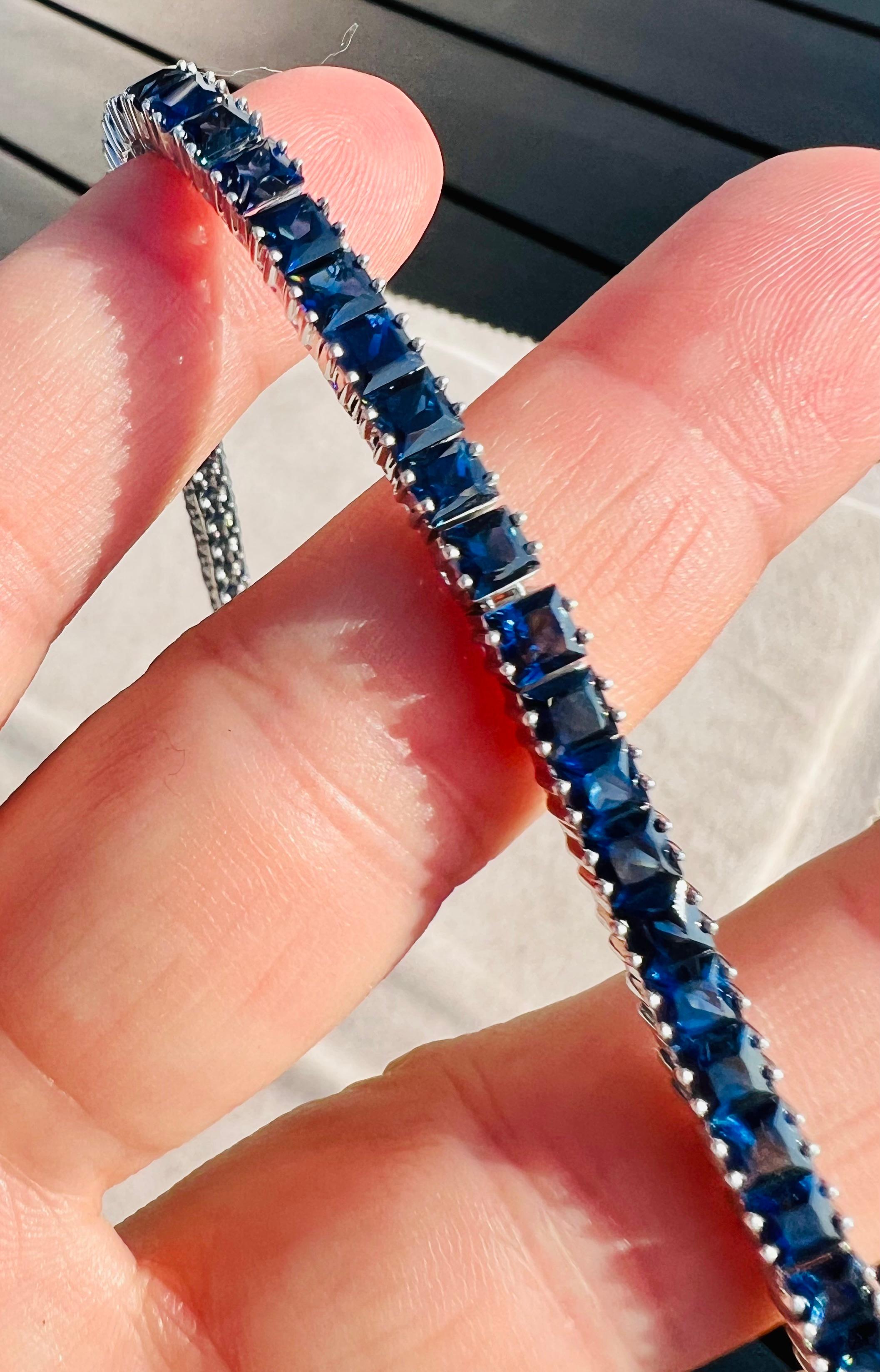 Blue Sapphire Tennis Bracelet in 18k White Gold 6