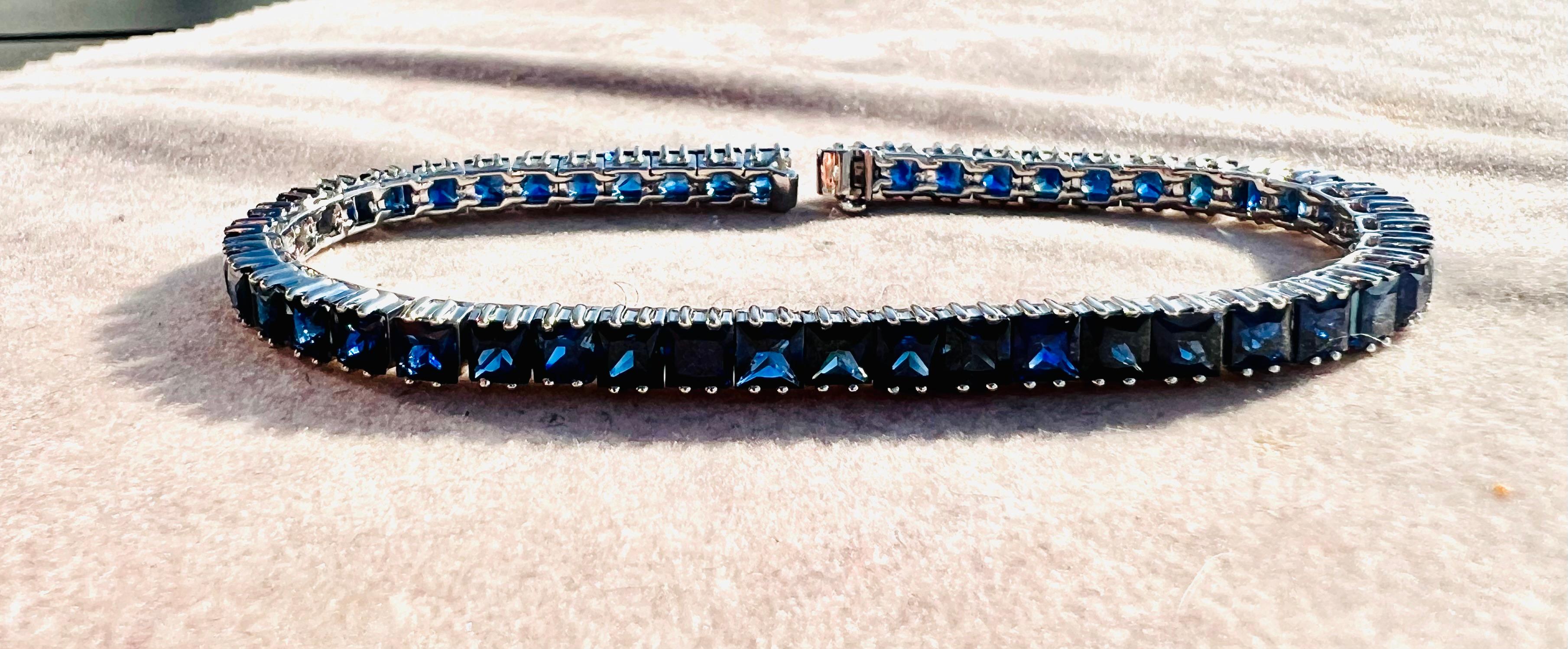 Blue Sapphire Tennis Bracelet in 18k White Gold 1