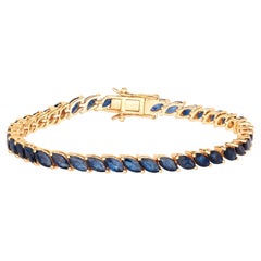 Tennisarmband mit blauem Saphir im Marquise-Schliff 12,7 Karat 10K Gelbgold
