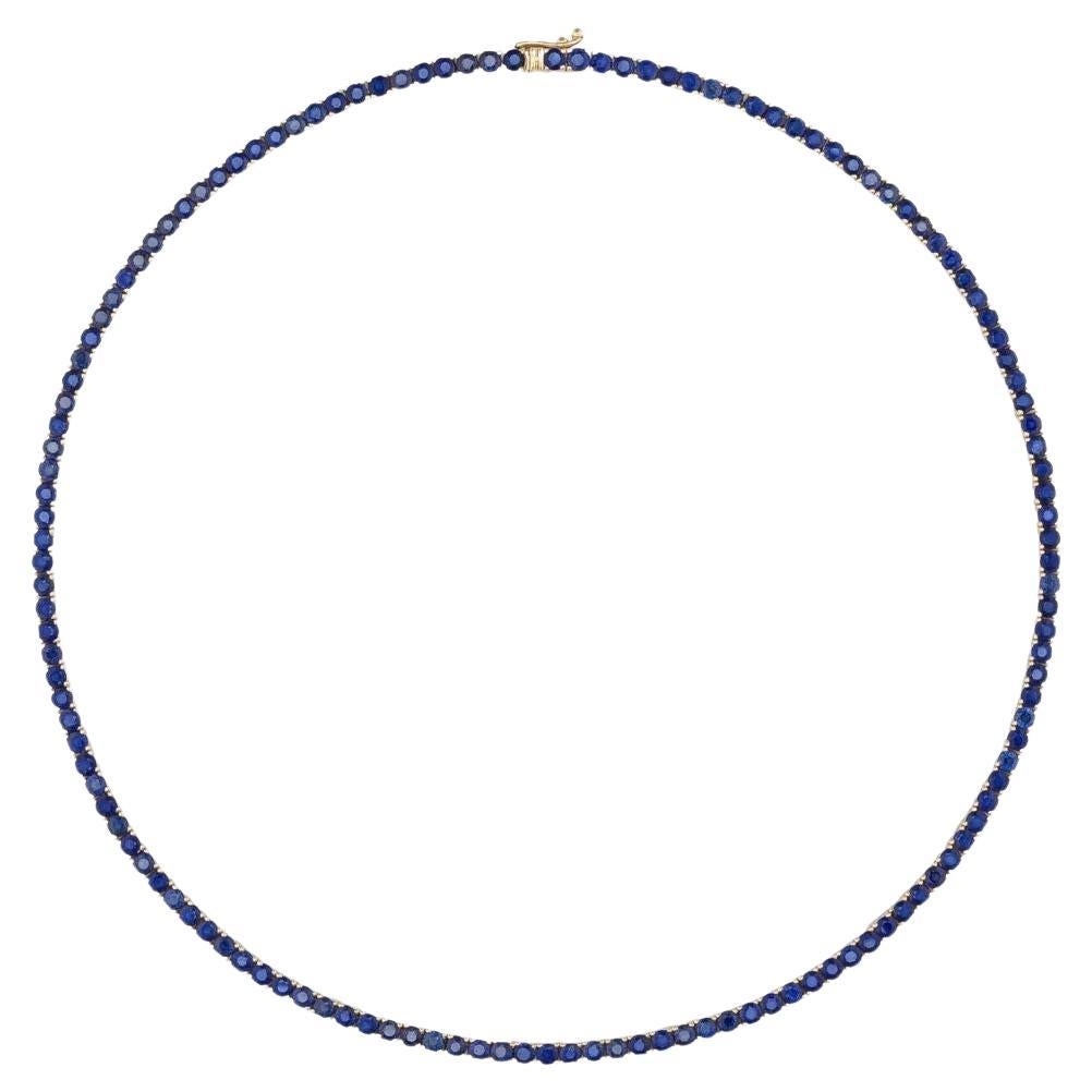 Tennis-Halskette mit blauem Saphir  14K Gold