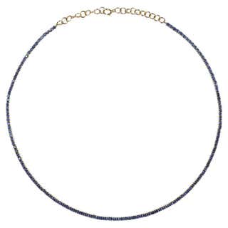 Blue Sapphire Diamond Tennis Necklace by Juliette Wooten White Gold For ...