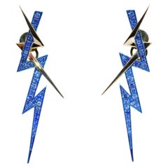 Blue Sapphire Thunder Earrings, 18K Gold, Austy Lee