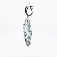 Blue Sapphire & Topaz Drop Earrings Rose Gold For Her