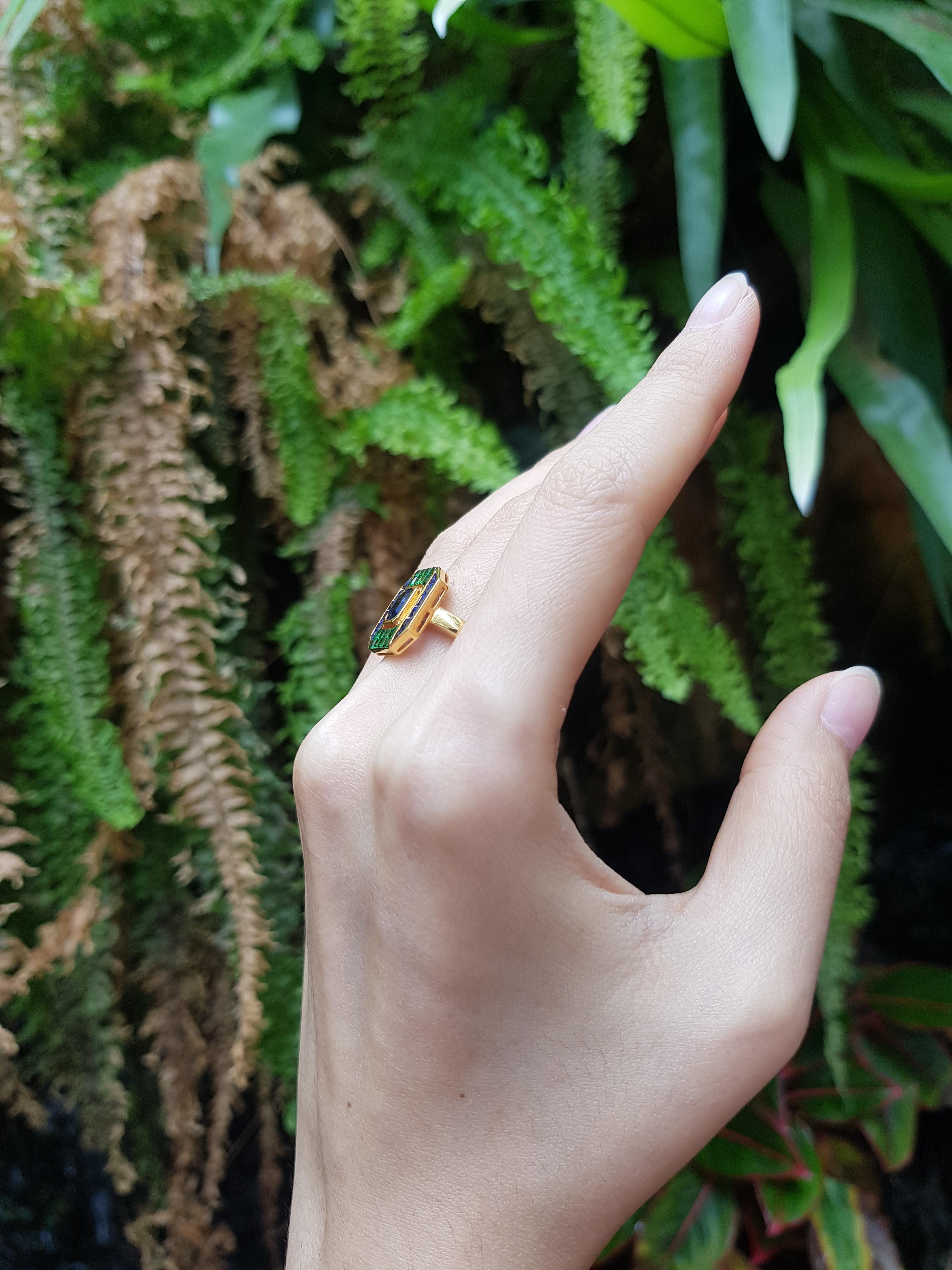 garnet and blue sapphire ring