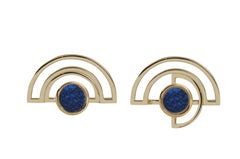 Blue Sapphire Twist Reflection Jacket Earrings set in 18K Gold Settings