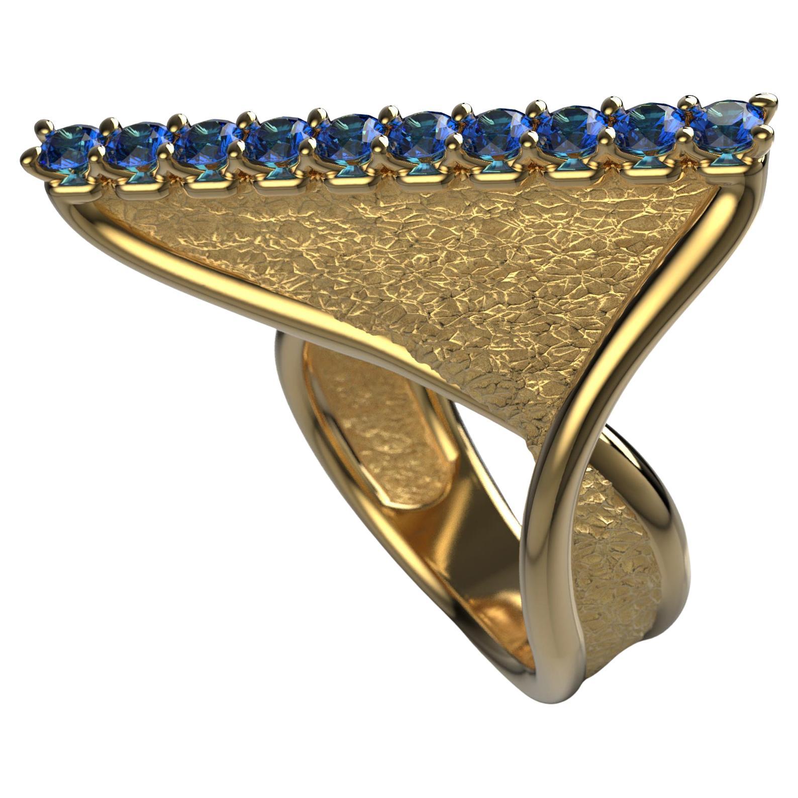 Blauer Saphir Gedrehter Goldring  Italienisches 18k Gold Design  Oltremare Gioielli