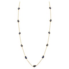 Blue Sapphire Unshape Necklace In 18K Yellow Gold