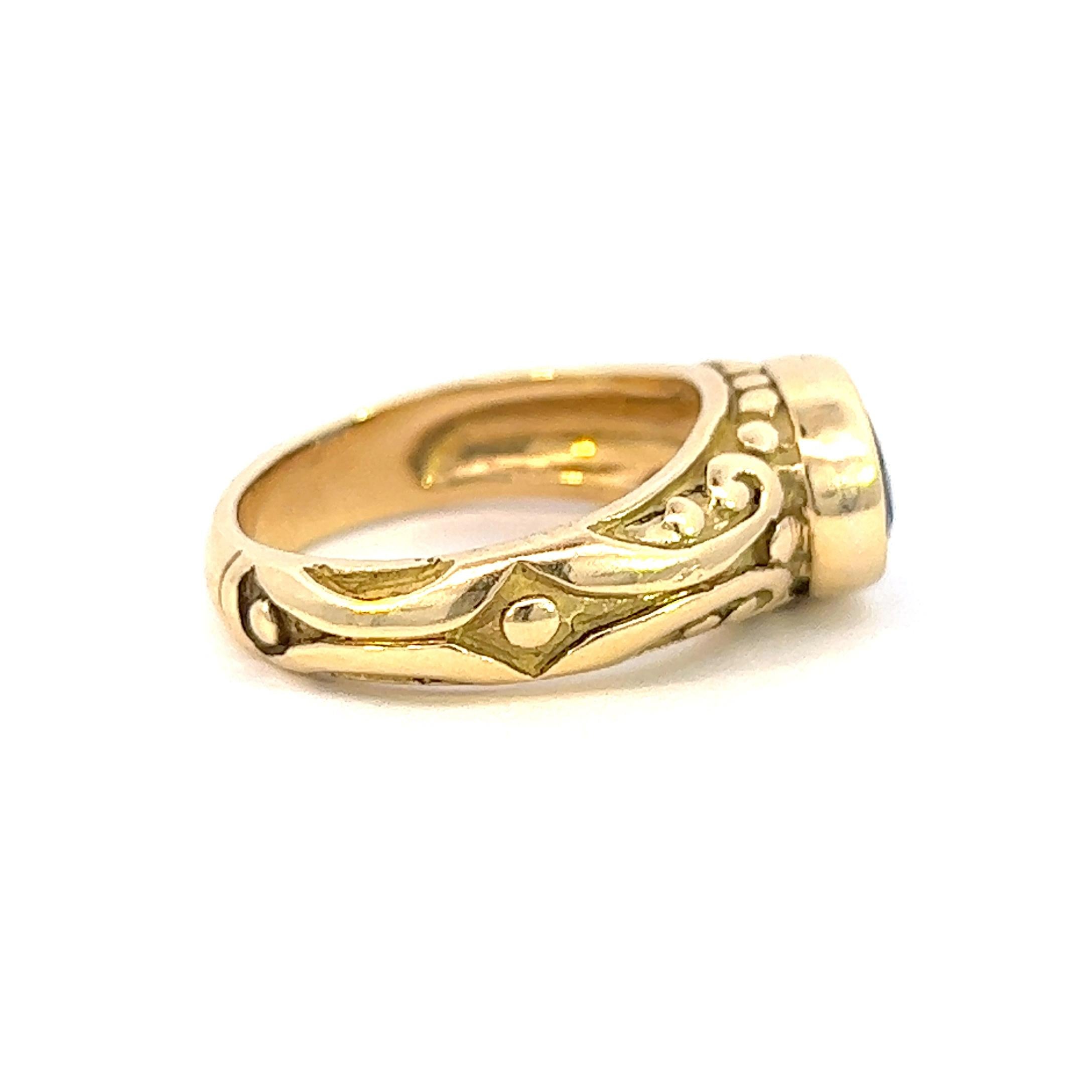 Blauer Saphir Vintage 18k Gold Ring (Ovalschliff) im Angebot