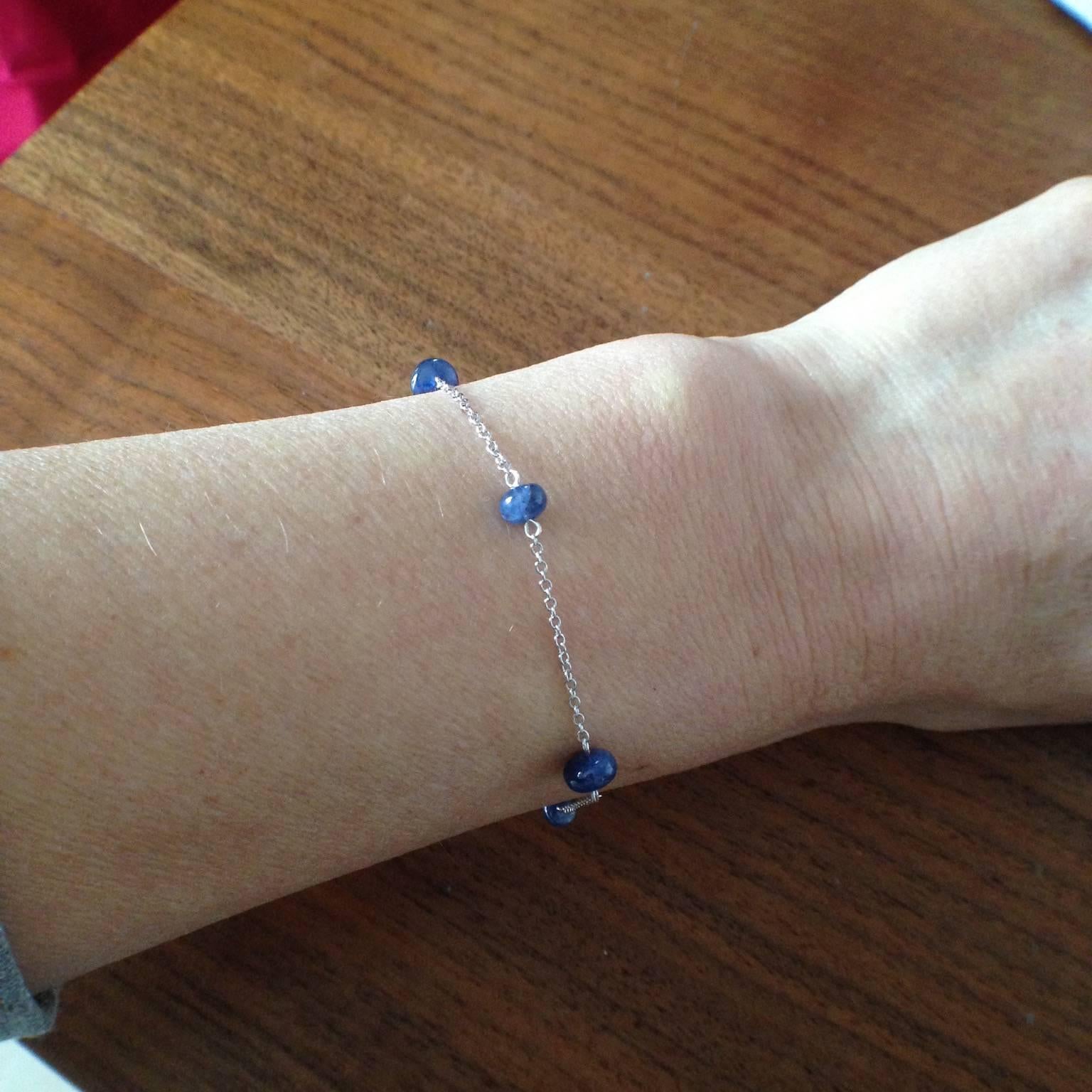 Blue Sapphire White 18K Gold Bracelet 3