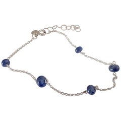 Blue Sapphire White 18K Gold Bracelet