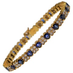 Blue Sapphire & White Diamond 18K Yellow Gold Bracelet
