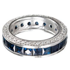Blue Sapphire and White Diamond Eternity Band