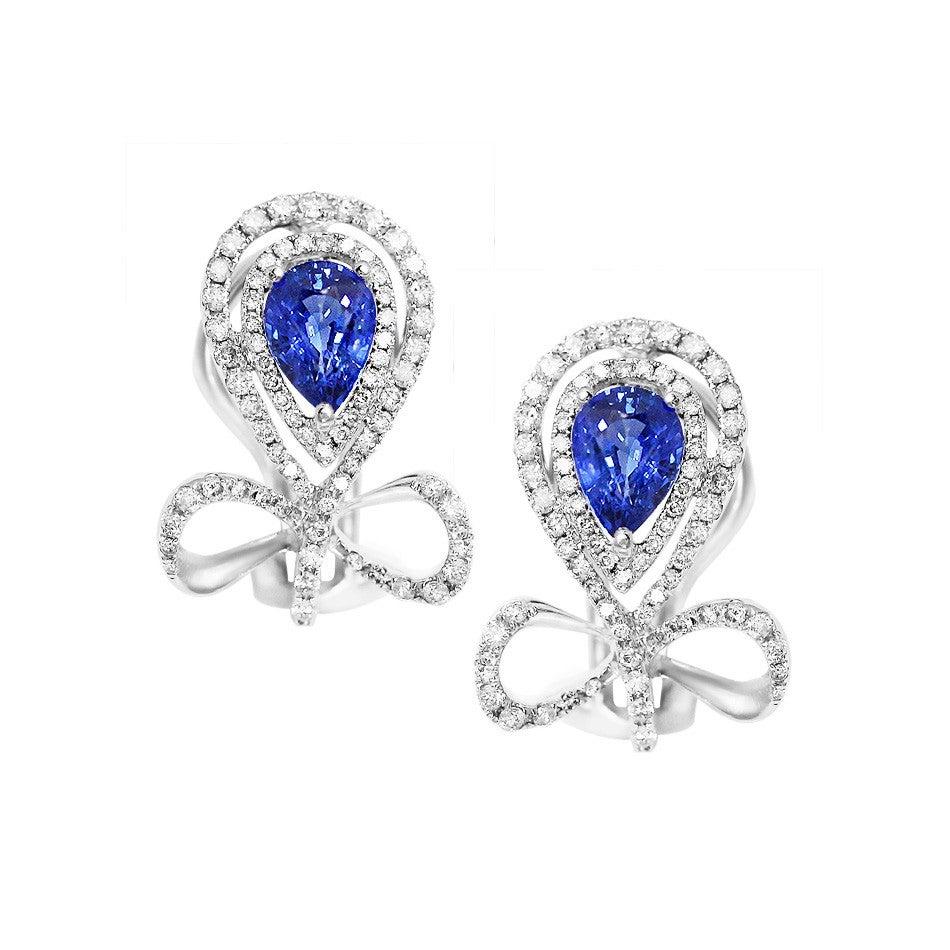For Sale:  Blue Sapphire White Diamond White 18 Karat Gold Modern Every Day Precious Ring 4